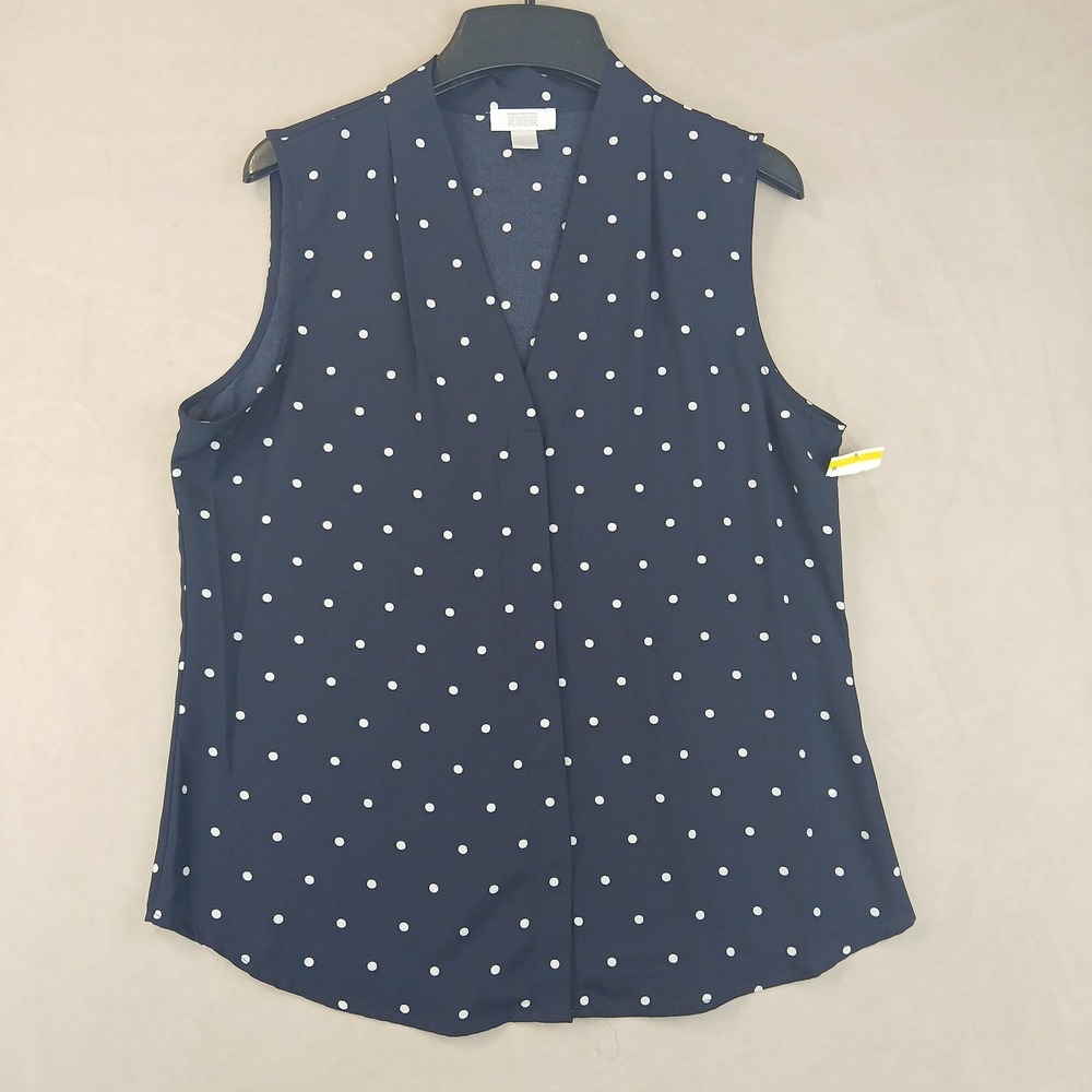 Nordstrom Rack Medium Womens Shirt Blouse Button Up Sleeveless NWOT 19x25 Dot